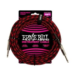 Ernie Ball Cable Braided 6398 Rojo/Negro 7.620 Mts. Recto/Recto