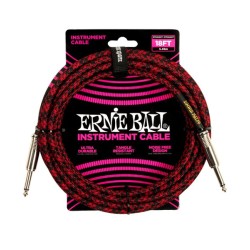 Ernie Ball Cable Braided 6396 Rojo/Negro 5.486 Mts. Recto/Recto