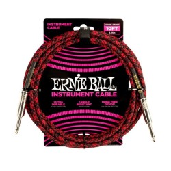 Ernie Ball Cable Braided 6394 Rojo/Negro 3.048 Mts. Recto/Recto