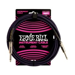 Ernie Ball Cable Braided 6393 Morado/Negro 3.048 Mts. Recto/Recto