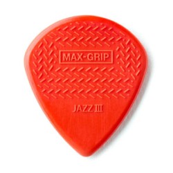 Dunlop Púas Max Grip Jazz III 471R3N(24) 1.38mm, Rojo con 10 piezas