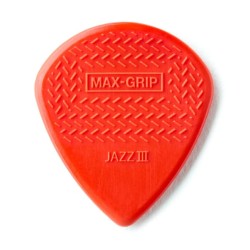 Dunlop Púas Max Grip Jazz III 471R3N(24) 1.38mm, Rojo con 10 piezas
