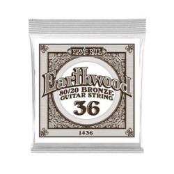 Ernie Ball Cuerda "Earthwood 80/20" 1436(6) para Guitarra Acústica, Calibre 0.036, Bronce