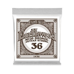 Ernie Ball Cuerda "Earthwood 80/20" 1436(6) para Guitarra Acústica, Calibre 0.036, Bronce