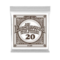 Ernie Ball Cuerda "Earthwood 80/20" 1420(6) para Guitarra Acústica, Calibre 0.020, Bronce