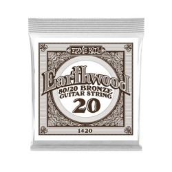 Ernie Ball Cuerda "Earthwood 80/20" 1420(6) para Guitarra Acústica, Calibre 0.020, Bronce