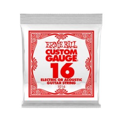 Ernie Ball Cuerda "Custom Gauge" 1016(6) para Guitarra Acústica/Eléctrica, Calibre 0.016, Acero