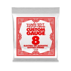 Ernie Ball Cuerda "Custom Gauge" 1008(6) para Guitarra Acústica/Eléctrica, Calibre 0.008, Acero