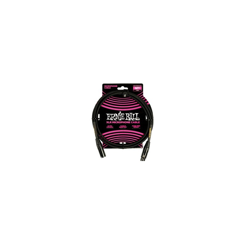 Ernie Ball Cable para Micrófono 1.524 Mts. 6390, Negro XLR Male/Female