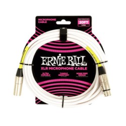 Ernie Ball Cable para Micrófono 6.096 Mts. 6389, Blanco XLR Male/Female