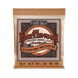 Ernie Ball Encordadura "Earthwood Custom Medium" Phosphor Bronze 2143, Guitarra Acústica, 0.0125-0.056