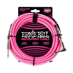 Ernie Ball Cable Braided 6083 Rosa Fosforecente 5.49 Mts. Recto/Angulado