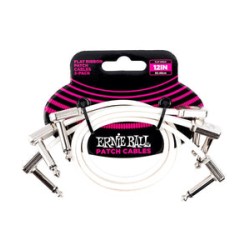 Ernie Ball Cables Flat Ribbon 6386 Blanco 0.3048 Mts. Angulado/Angulado, 3 Piezas