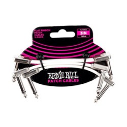 Ernie Ball Cables Flat Ribbon 6384 Blanco 0.0762 Mts. Angulado/Angulado, 3 Piezas