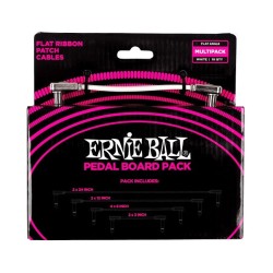 Ernie Ball Cables Flat Ribbon 6387 Blanco Angulado/Angulado, 10 Piezas, Pedal Board Multi-Pack