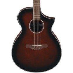 Ibanez Guitarra Electroacústica Café Sombreado Negro AEWC11-DVS, Serie AEW