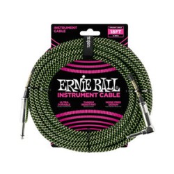 Ernie Ball Cable Braided 6082 Negro/Verde 5.49 Mts. Recto/Angulado
