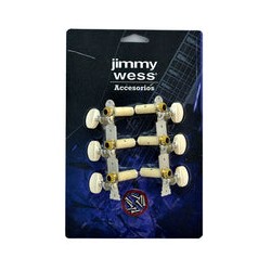 Jimmy Wess Maquinaria SKG352-CK para Guitarra Clásica 3+3 Niquelada (Perno y Botón Plástico)