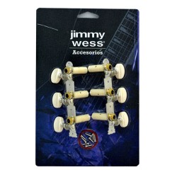 Jimmy Wess Maquinaria SKG352-CK para Guitarra Clásica 3+3 Niquelada (Perno y Botón Plástico)
