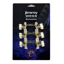 Jimmy Wess Maquinaria SKG349-CK para Guitarra Acústica 3+3 Niquelada (Perno y Botón Plástico)