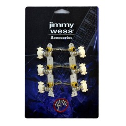 Jimmy Wess Maquinaria SKG349-CK para Guitarra Acústica 3+3 Niquelada (Perno y Botón Plástico)