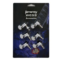 Jimmy Wess Maquinaria SKG663CR-CK para Guitarra Eléctrica, 6 en Línea, Cromada (Perno y Botón Metal)