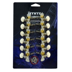 Jimmy Wess Maquinaria SKG668P-CK para Guitarra Acústica 6+6 Niquelada (Perno y Botón Plástico)