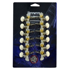 Jimmy Wess Maquinaria SKG668P-CK para Guitarra Acústica 6+6 Niquelada (Perno y Botón Plástico)