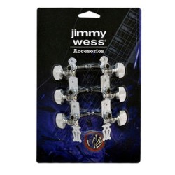 Jimmy Wess Maquinaria SKG367-CK para Guitarra Acústica 3+3 Niquelada (Perno y Botón Metal)