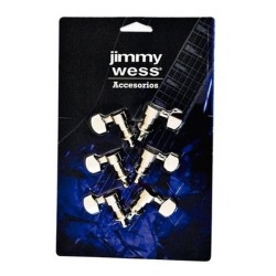 Jimmy Wess Maquinaria SKG342NK-CK para Guitarra Eléctrica 3+3 Niquelada (Perno y Botón Metal)