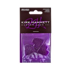 Dunlop Puas Kirk Hammett 47PKH3NPS, Jazz III, Morada Brillante con 6pzas