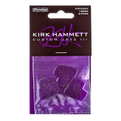 Dunlop Puas Kirk Hammett 47PKH3NPS, Jazz III, Morada Brillante con 6pzas