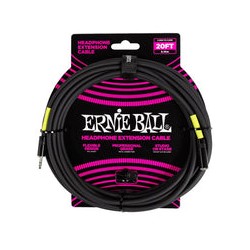 Ernie Ball Cable de Extensión para Auriculares 6425 Negro 6.096 Mts. 3.5mm - 3.5mm