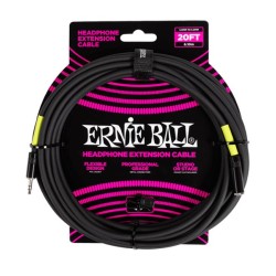 Ernie Ball Cable de Extensión para Auriculares 6425 Negro 6.096 Mts. 3.5mm - 3.5mm