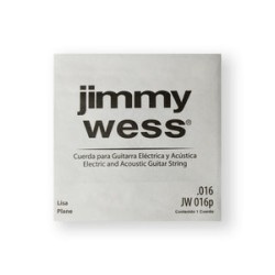 Jimmy Wess Cuerda JW-016P(12) para Guitarra Acústica y Eléctrica, 2A, Calibre 0.016, Acero (12 pzas)
