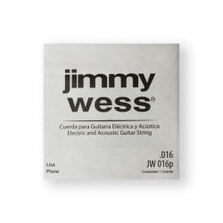 Jimmy Wess Cuerda JW-016P(12) para Guitarra Acústica y Eléctrica, 2A, Calibre 0.016, Acero (12 pzas)
