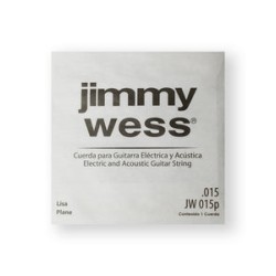 Jimmy Wess Cuerda JW-015P(12) para Guitarra Acústica y Eléctrica, 2A, Calibre 0.015, Acero (12 pzas)