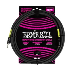 Ernie Ball Cable de Extensión para Auriculares 6424 Negro 3.048 Mts. 3.5mm - 3.5mm