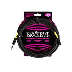 Ernie Ball Cable de Extensión para Auriculares 6423 Negro 6.096 Mts. 1/4 - 3.5mm