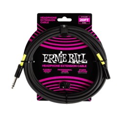 Ernie Ball Cable de Extensión para Auriculares 6423 Negro 6.096 Mts. 1/4 - 3.5mm