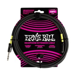 Ernie Ball Cable de Extensión para Auriculares 6422 Negro 3.048 Mts. 1/4 - 3.5mm