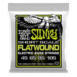 Ernie Ball Encordadura "Regular Slinky Flatwound Short Scale" 2818 Cobalto, Bajo Eléctrico 45-105
