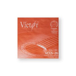 Víctor Cuerda 26(10) para Guitarra Clásica, 6A, Nylon Entorchado Dorado con Borla