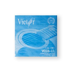 Víctor Cuerda 11(10) para Guitarra Acústica, 1ra, Acero con Borla