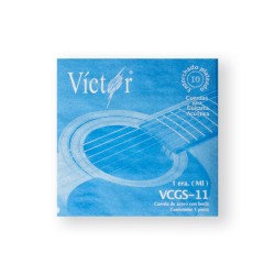 Víctor Cuerda 11(10) para Guitarra Acústica, 1ra, Acero con Borla