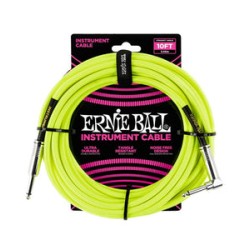 Ernie Ball Cable Braided 6080 Amarillo Fosforecente 3.05 Mts. Recto/Angulado