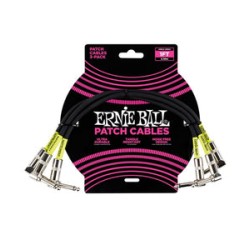 Ernie Ball Cables Patch 6075 Negro 0.30 Mts. Angulado/Angulado 3 Piezas