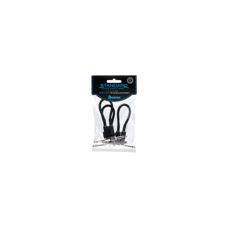 Ibanez Cables 15cm Negro SI05P3 Angulado/Angulado 3pzas