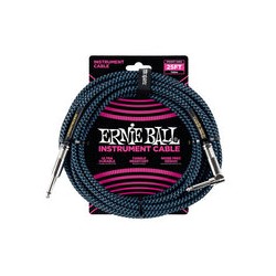 Ernie Ball Cable Braided 6060 Negro/Azul Neon 7.62 Mts. Recto/Angulado