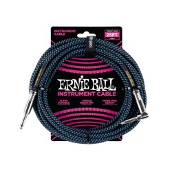 Ernie Ball Cable Braided 6060 Negro/Azul Neon 7.62 Mts. Recto/Angulado